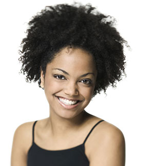 a woman smiling