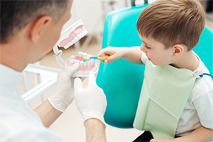 a child learning about dental care